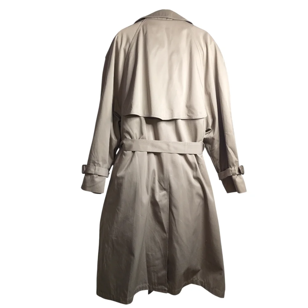 London Fog Men's Beige Double Breasted Belt Removable Liner Trench Coat Size 44